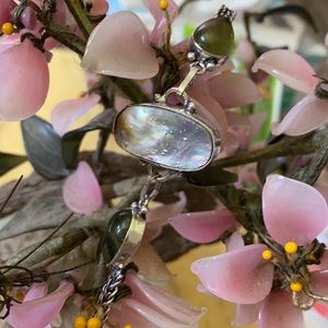 Vintage 925 abalone & peridot bracelet